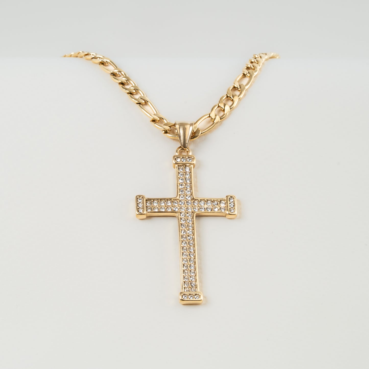 Combo Hombre Cadena Cartier + Dije Cruz Piedras