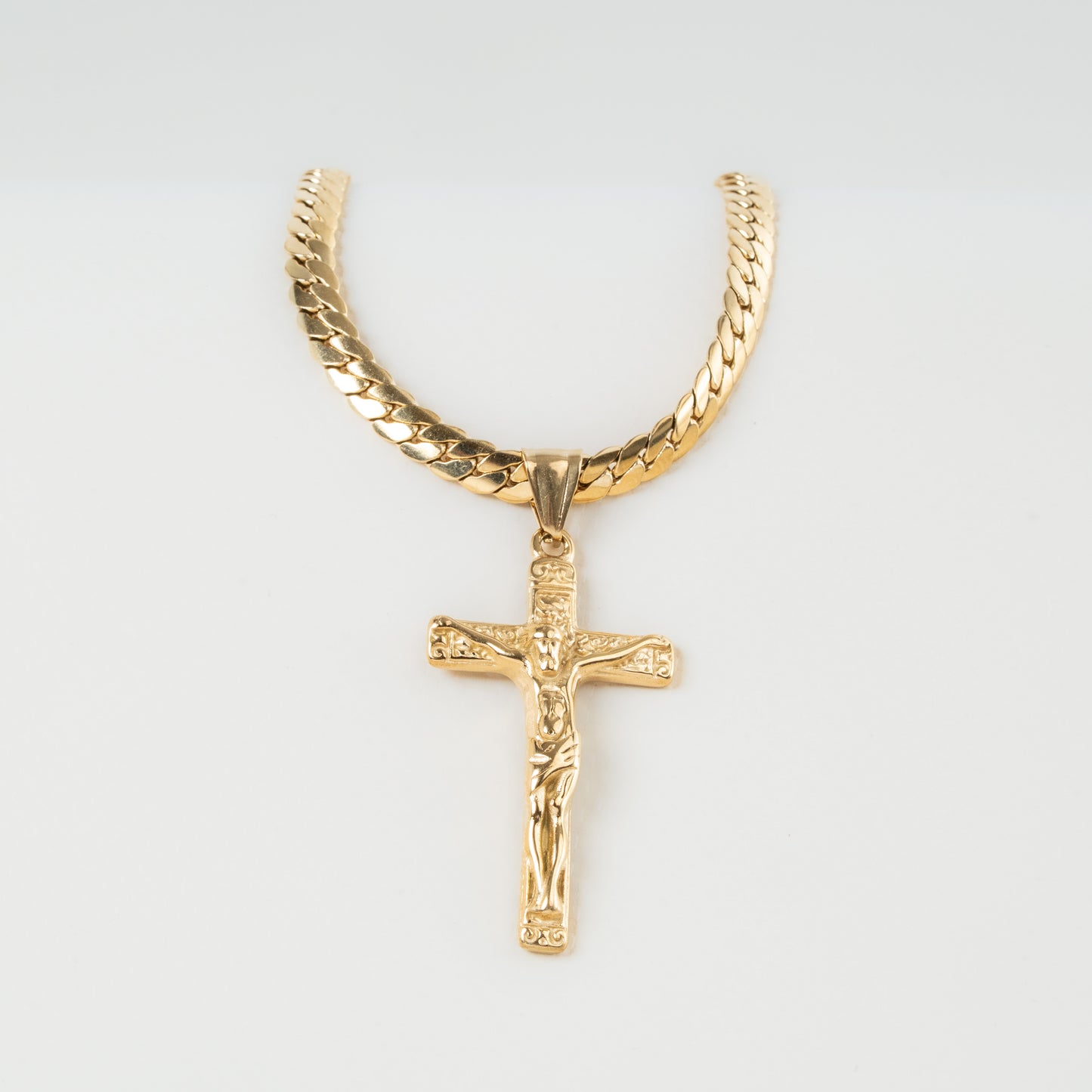 Combo Hombre Cadena Serpiente + Dije Cristo