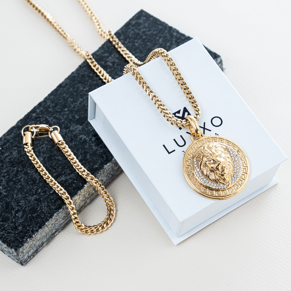 Combo Cadena y Pulsera Franco + Dije León