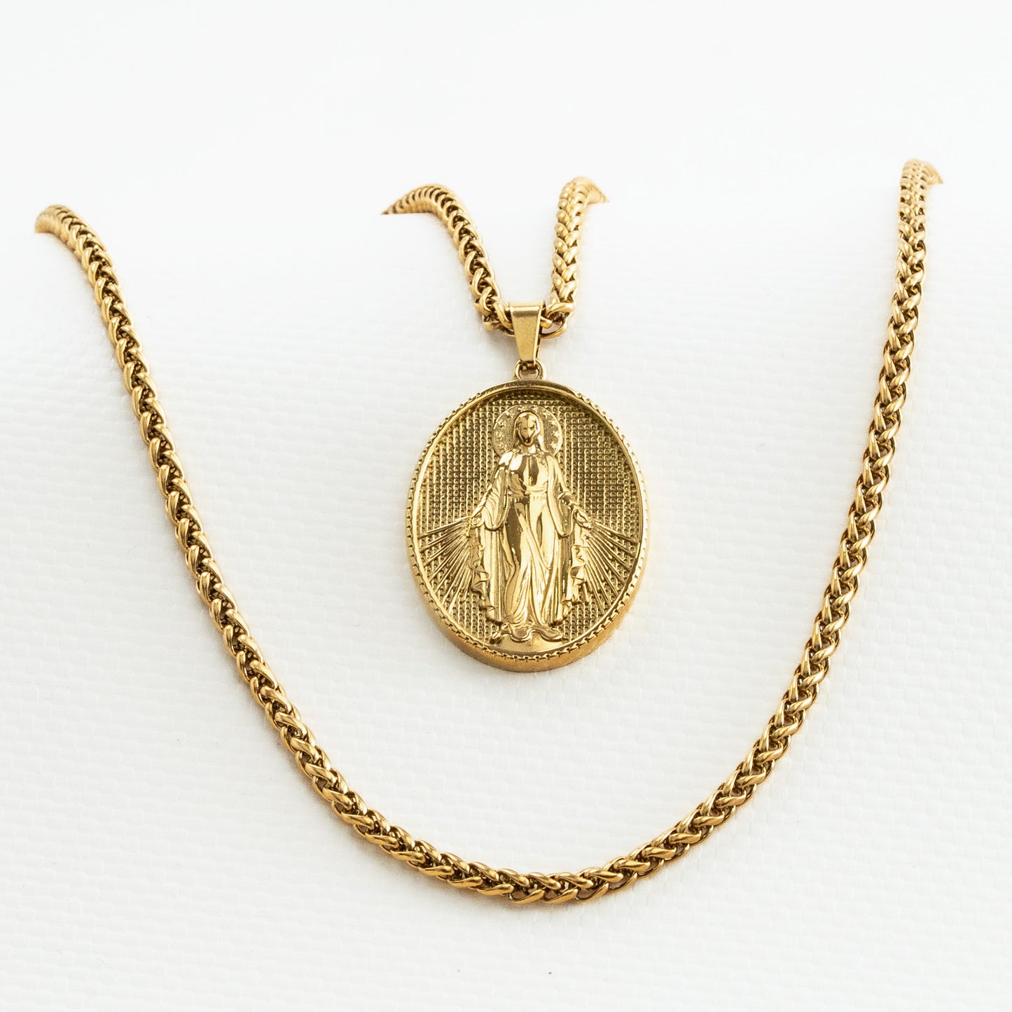 Cadena Trigo + Dije Virgen Milagrosa