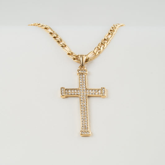 Combo Hombre Cadena Cartier + Dije Cruz Piedras