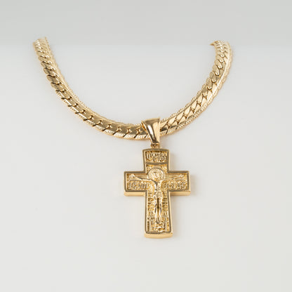 Combo Hombre Cadena Grabada + Dije Cristo Relieve