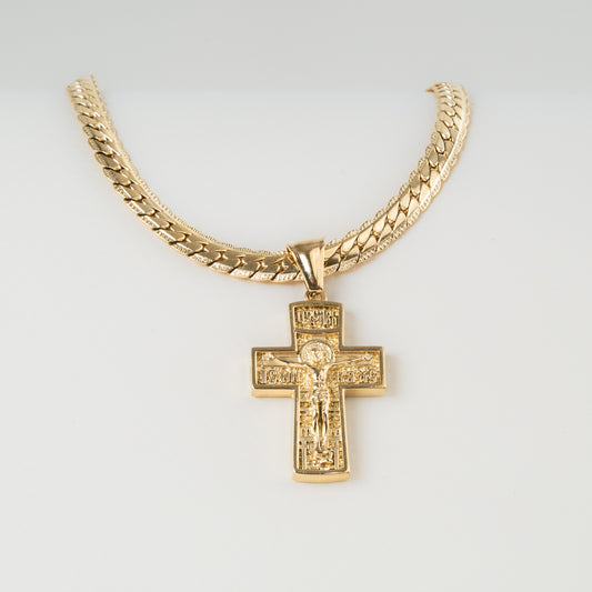 Combo Hombre Cadena Grabada + Dije Cristo Relieve