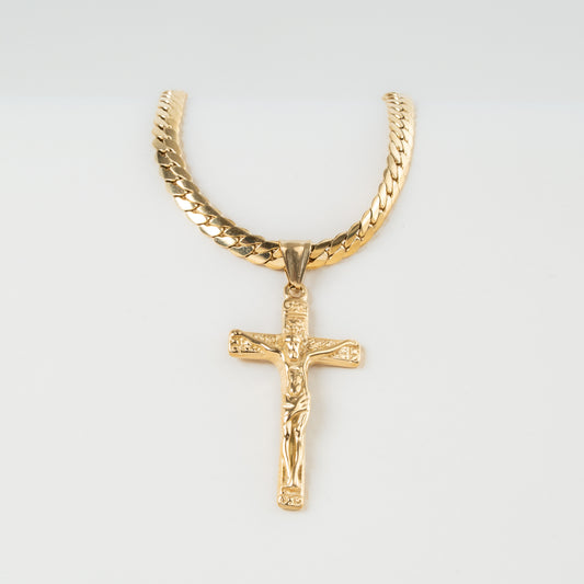 Combo Hombre Cadena Serpiente + Dije Cristo