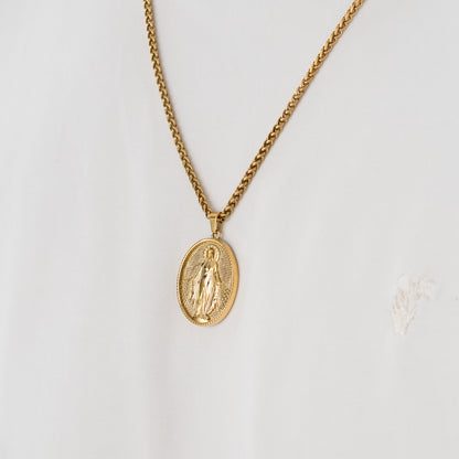Cadena Trigo + Dije Virgen Milagrosa