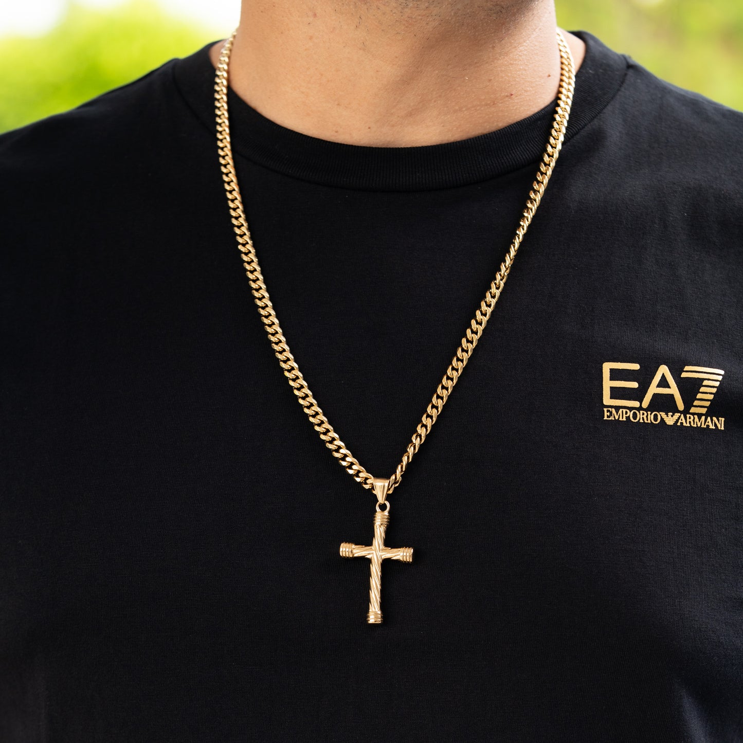 Combo Hombre Cadena Cubana + Dije Cruz Lazo