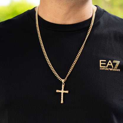 Combo Hombre Cadena Cubana + Dije Cruz Lazo