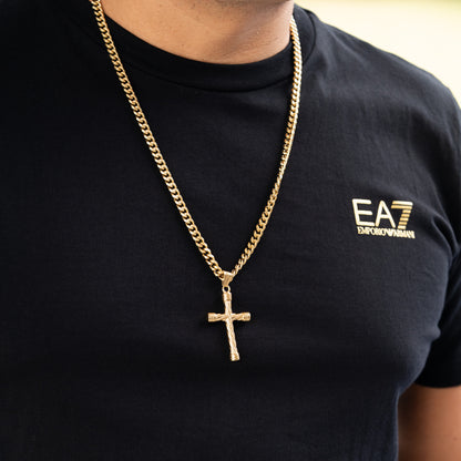 Combo Hombre Cadena Cubana + Dije Cruz Lazo