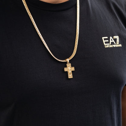 Combo Hombre Cadena Grabada + Dije Cristo Relieve