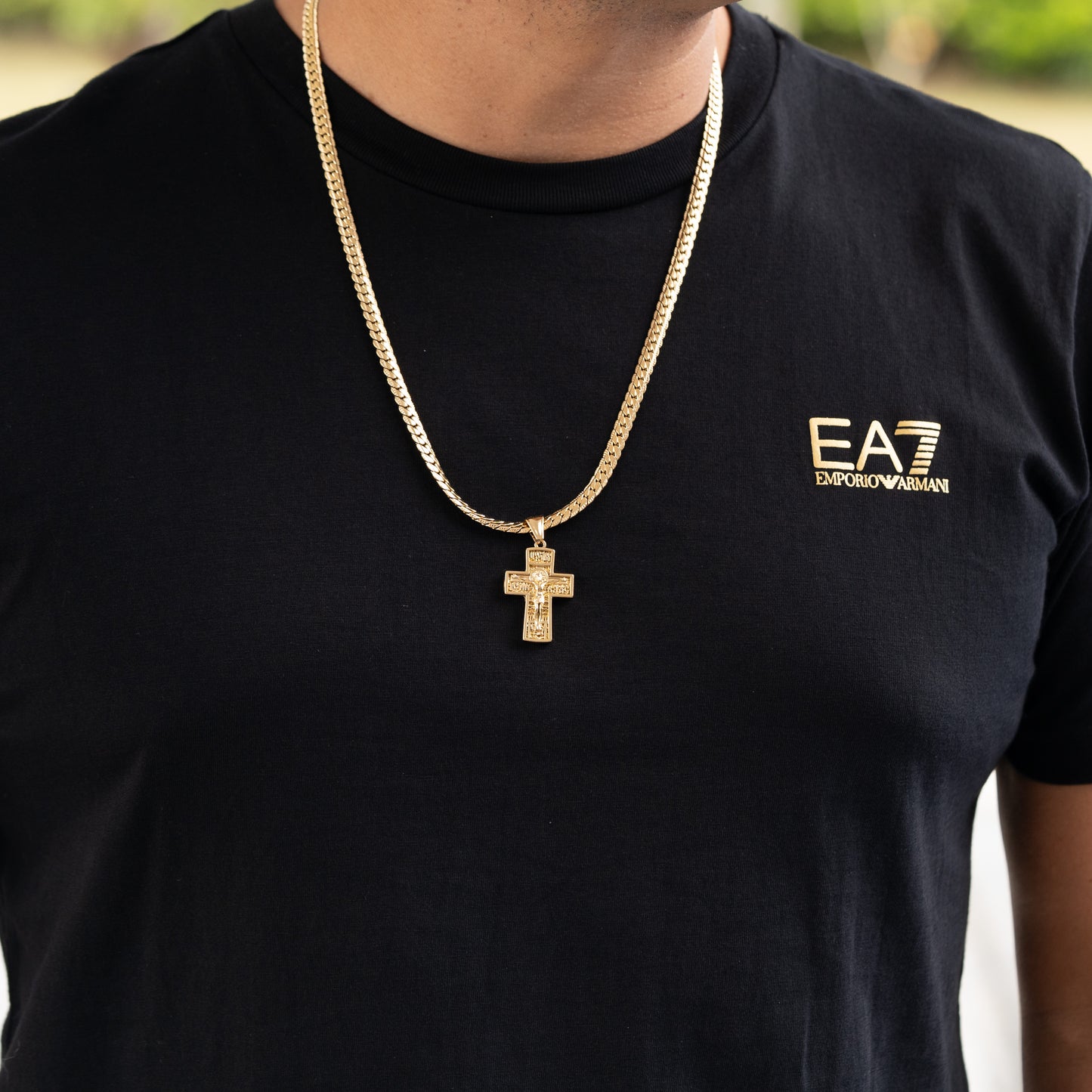 Combo Hombre Cadena Grabada + Dije Cristo Relieve