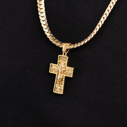 Combo Hombre Cadena Grabada + Dije Cristo Relieve