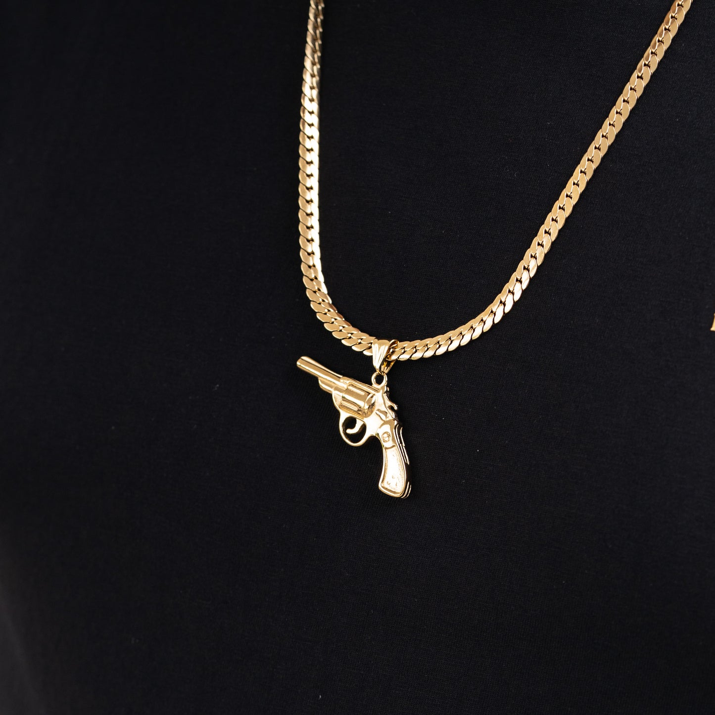 Combo Hombre Cadena Serpiente + Dije Revolver