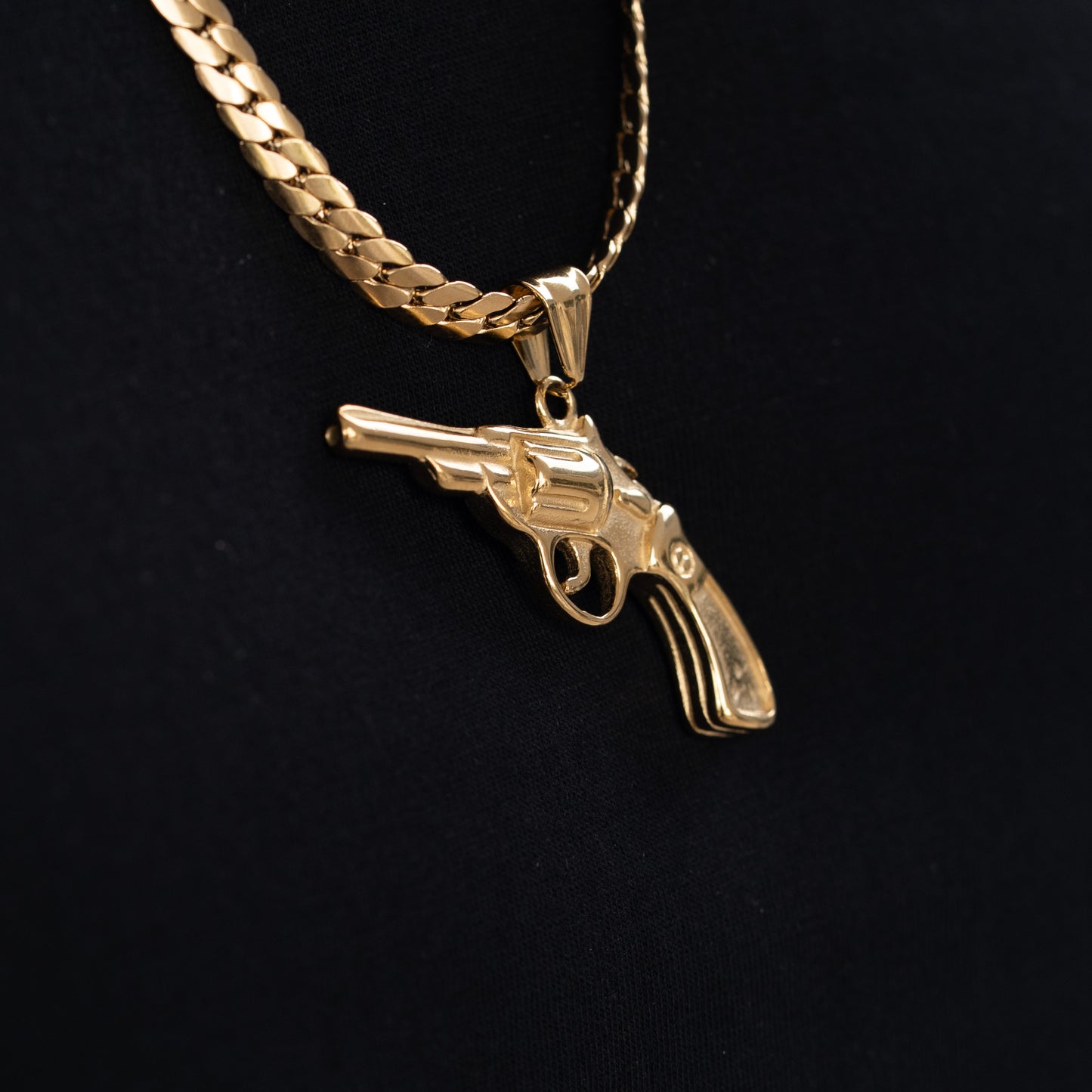 Combo Hombre Cadena Serpiente + Dije Revolver