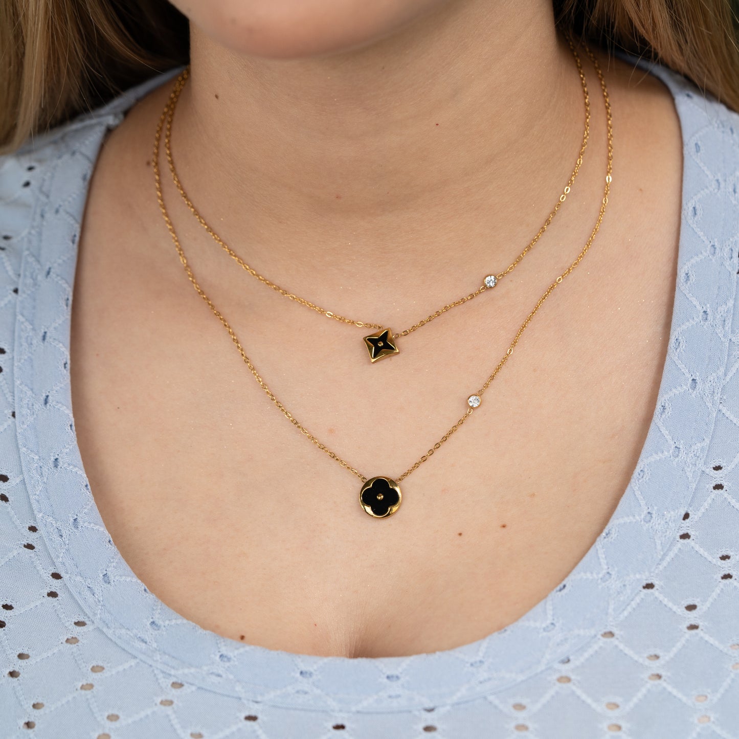 Cadena Trébol Doble Mujer - Ref91