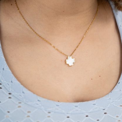 Cadena Trébol Blanco Mujer - Ref82