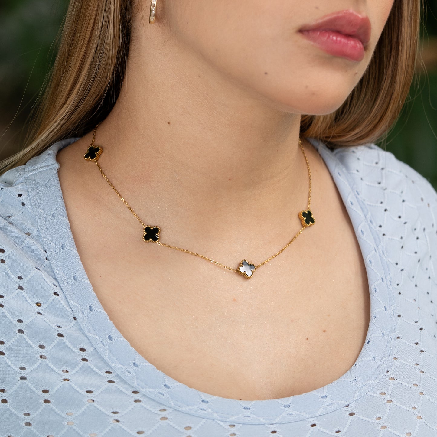 Cadena VC Trébol Negro Mujer - Ref108