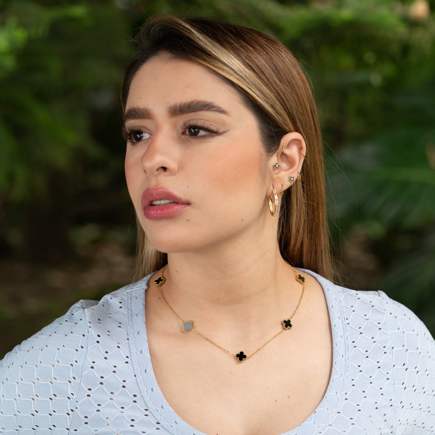 Cadena VC Trébol Negro Mujer - Ref108