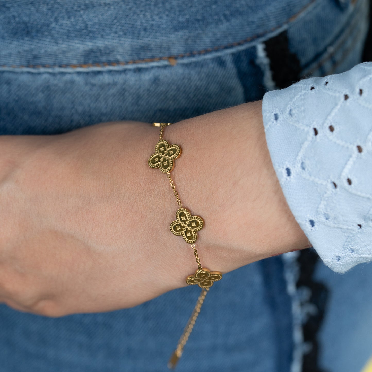 Pulsera Mujer VC Trebol Grabada - Ref038
