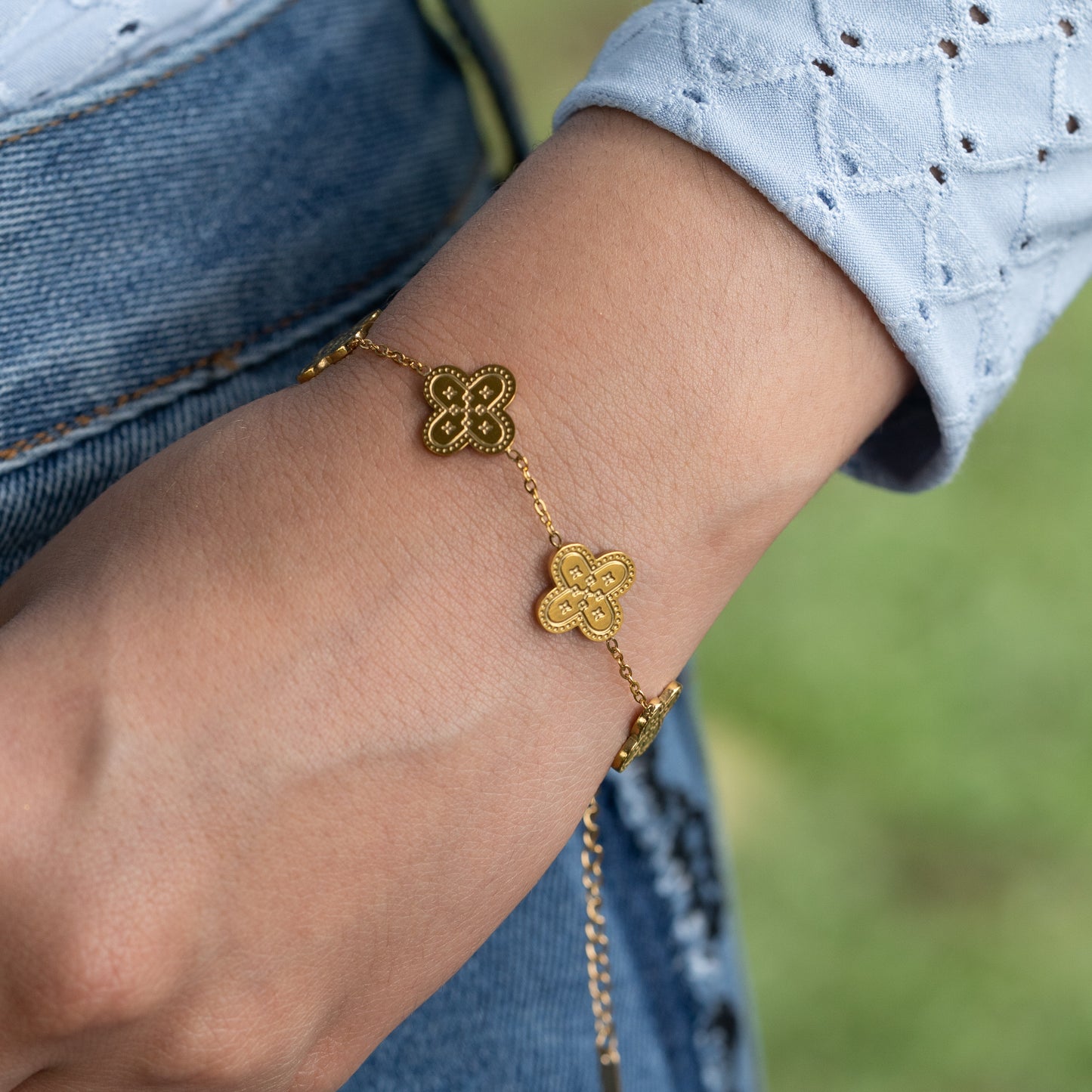 Pulsera Mujer VC Trebol Grabada - Ref038