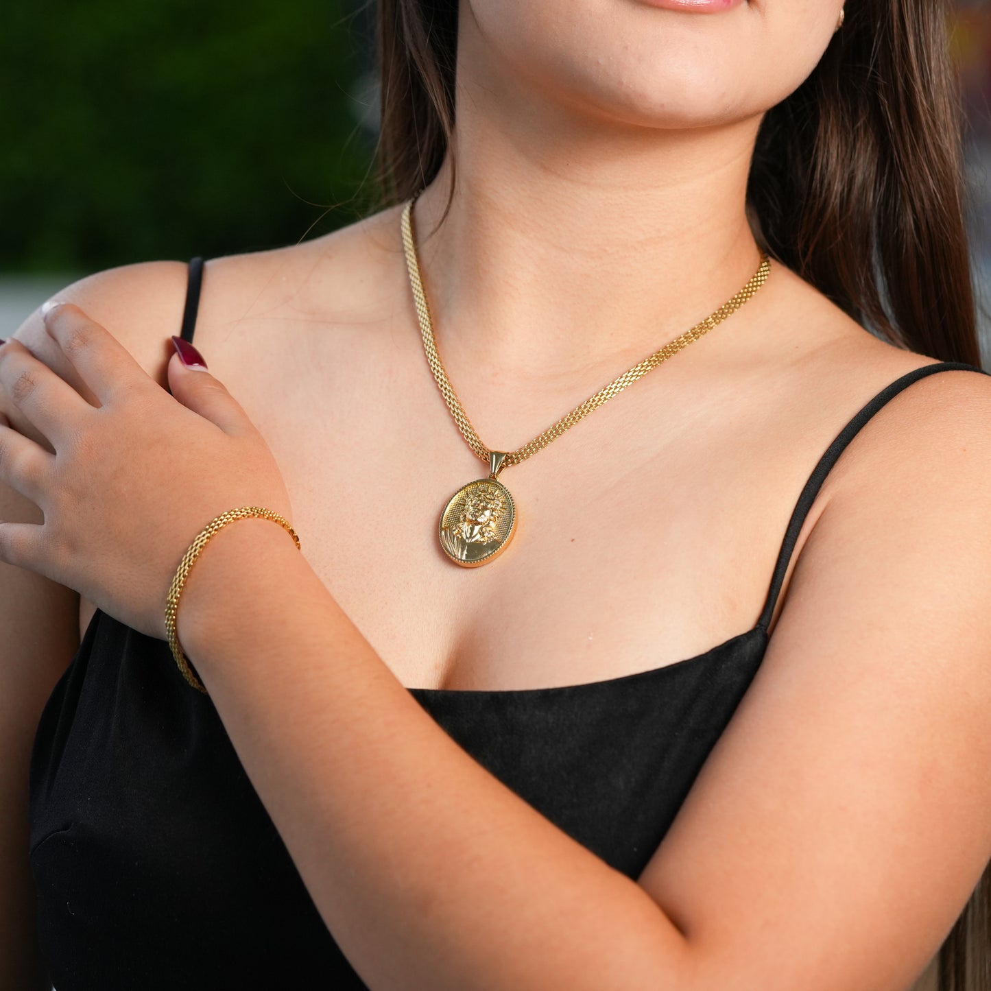 Combo Dama Cadena y Pulsera Chinesca + Dije