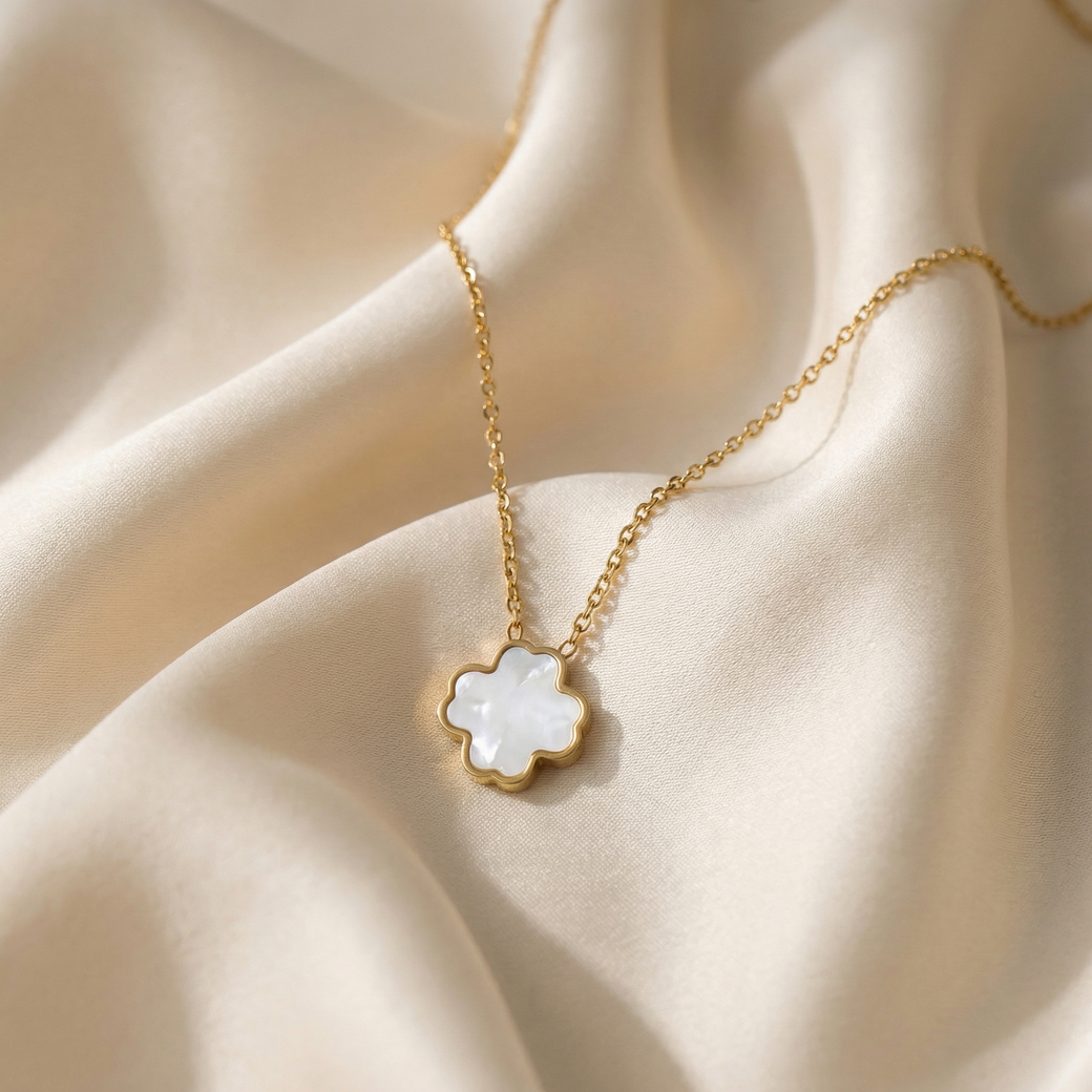 Cadena Trébol Blanco Mujer - Ref82